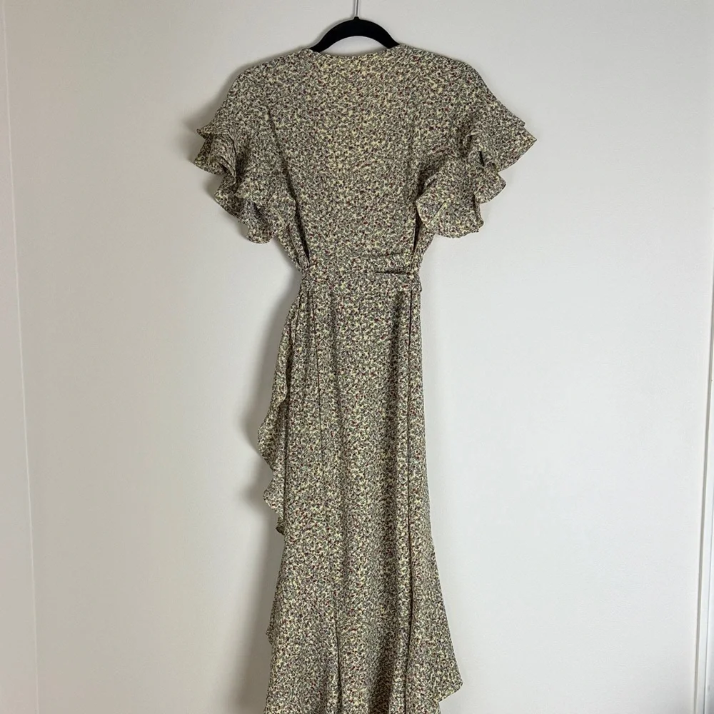 Max Studio Women's Yellow Red Floral High-Low Wrap Dress Size M - Picture 8 of 12